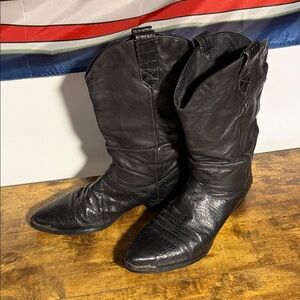 Black Leather Cowboy Boots